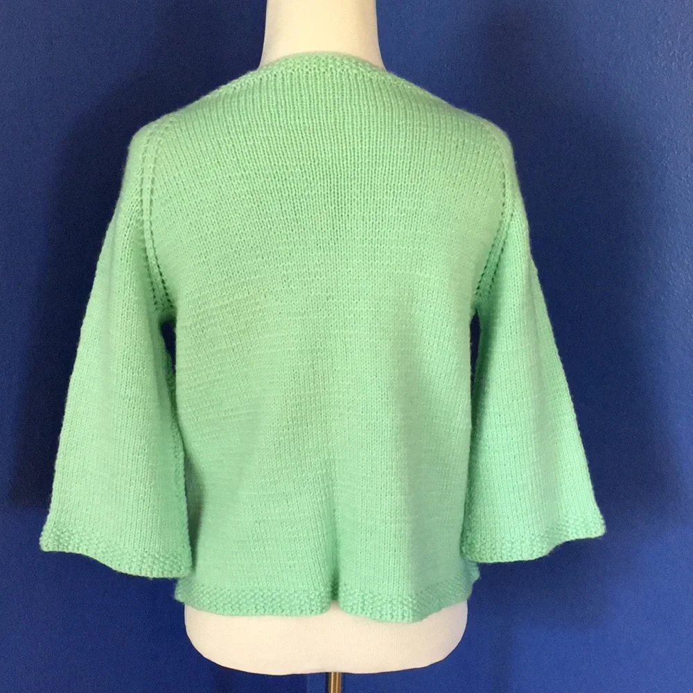 Vintage 1950s mint sea foam green handmade sweater cardigan pinup rockabilly - Picture 6 of 15